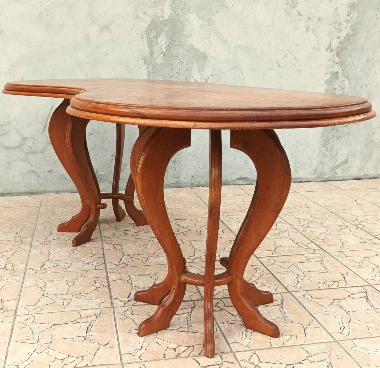 Brutalist table in solid oak