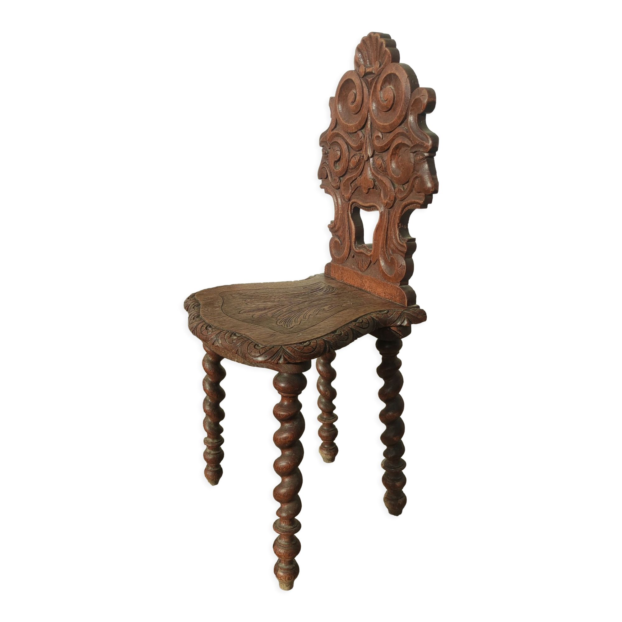 Old carved wooden chair