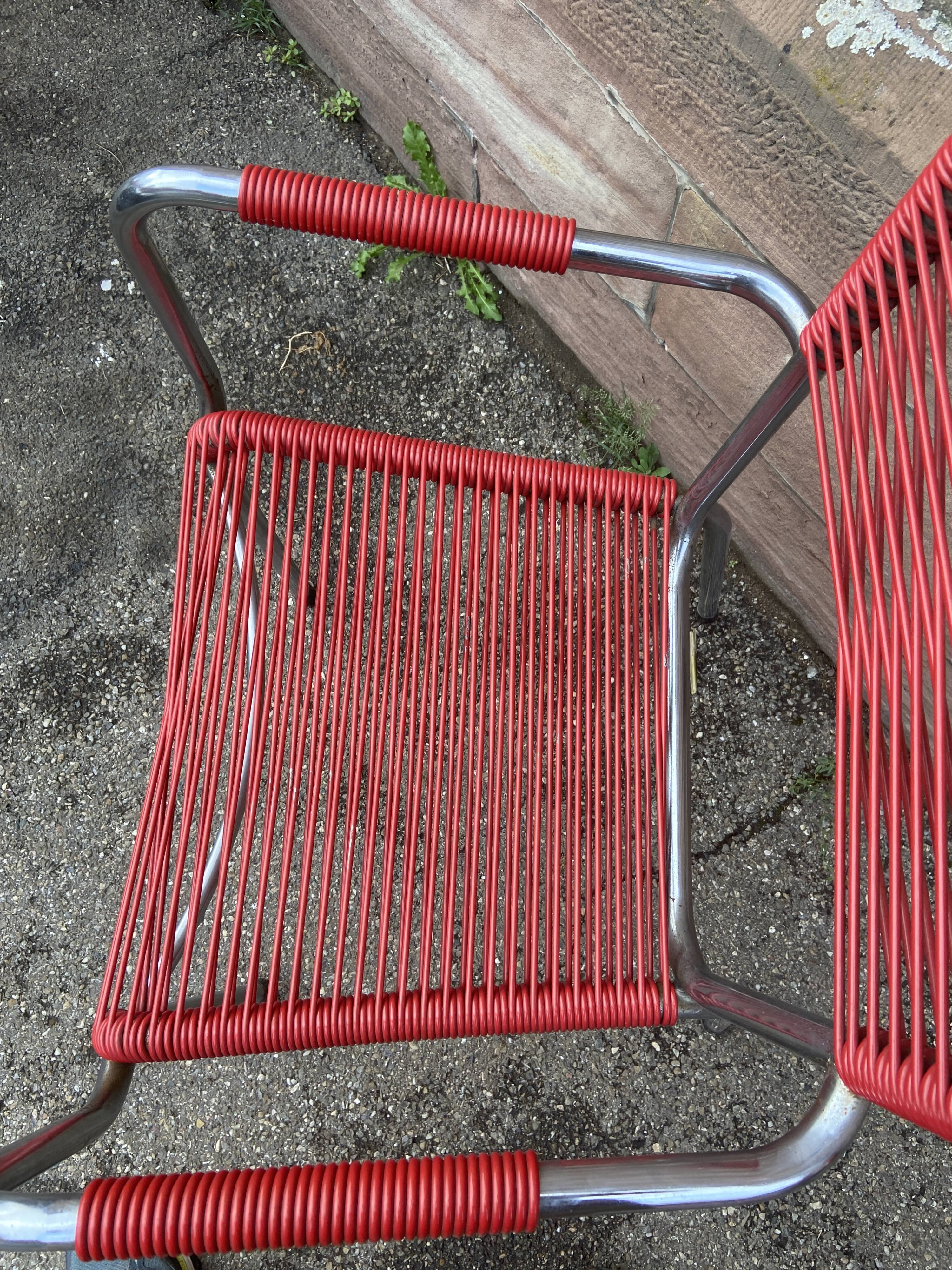 Pair of scoubidou armchairs