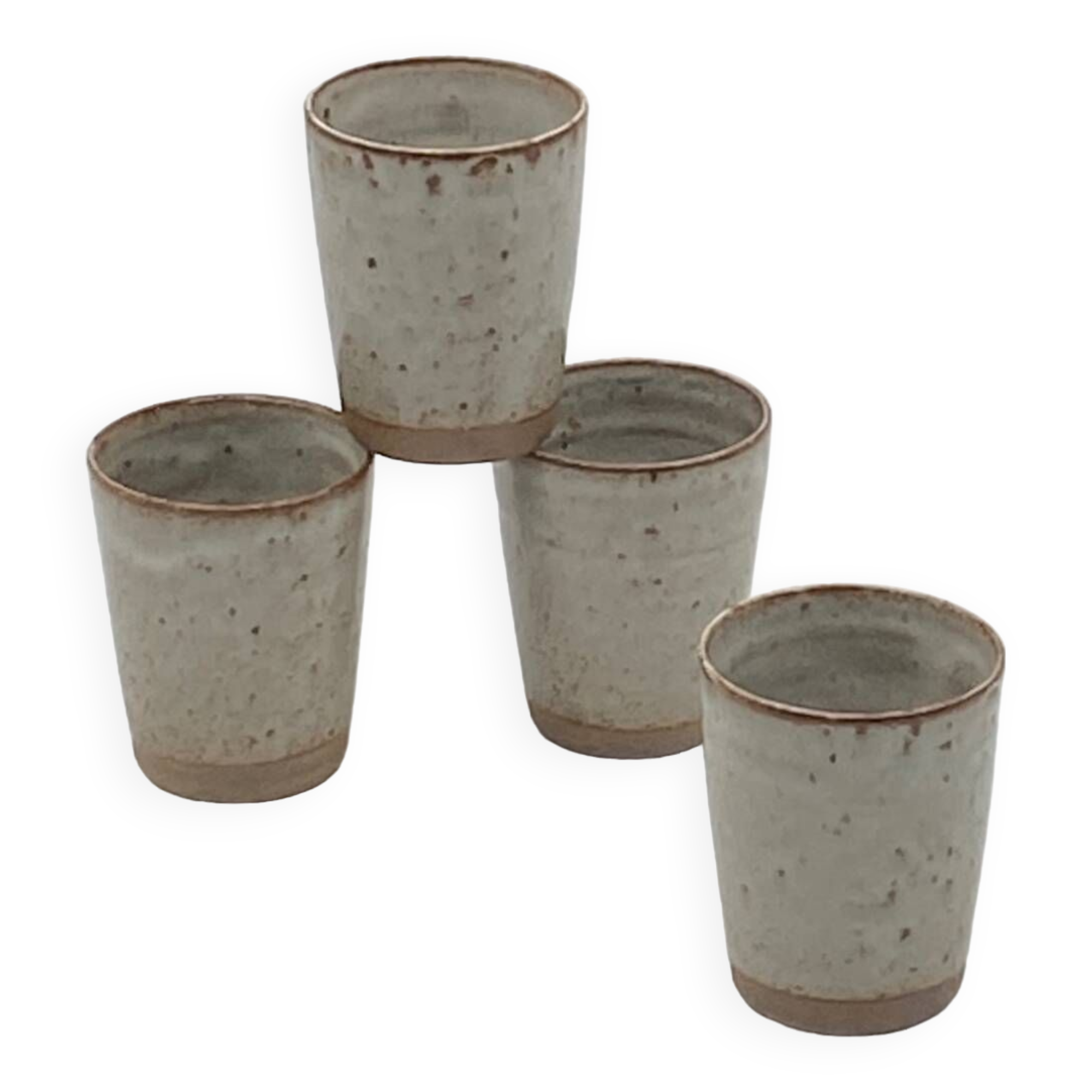 Set of 4 Roger Jacques stoneware tumblers / glass, vintage