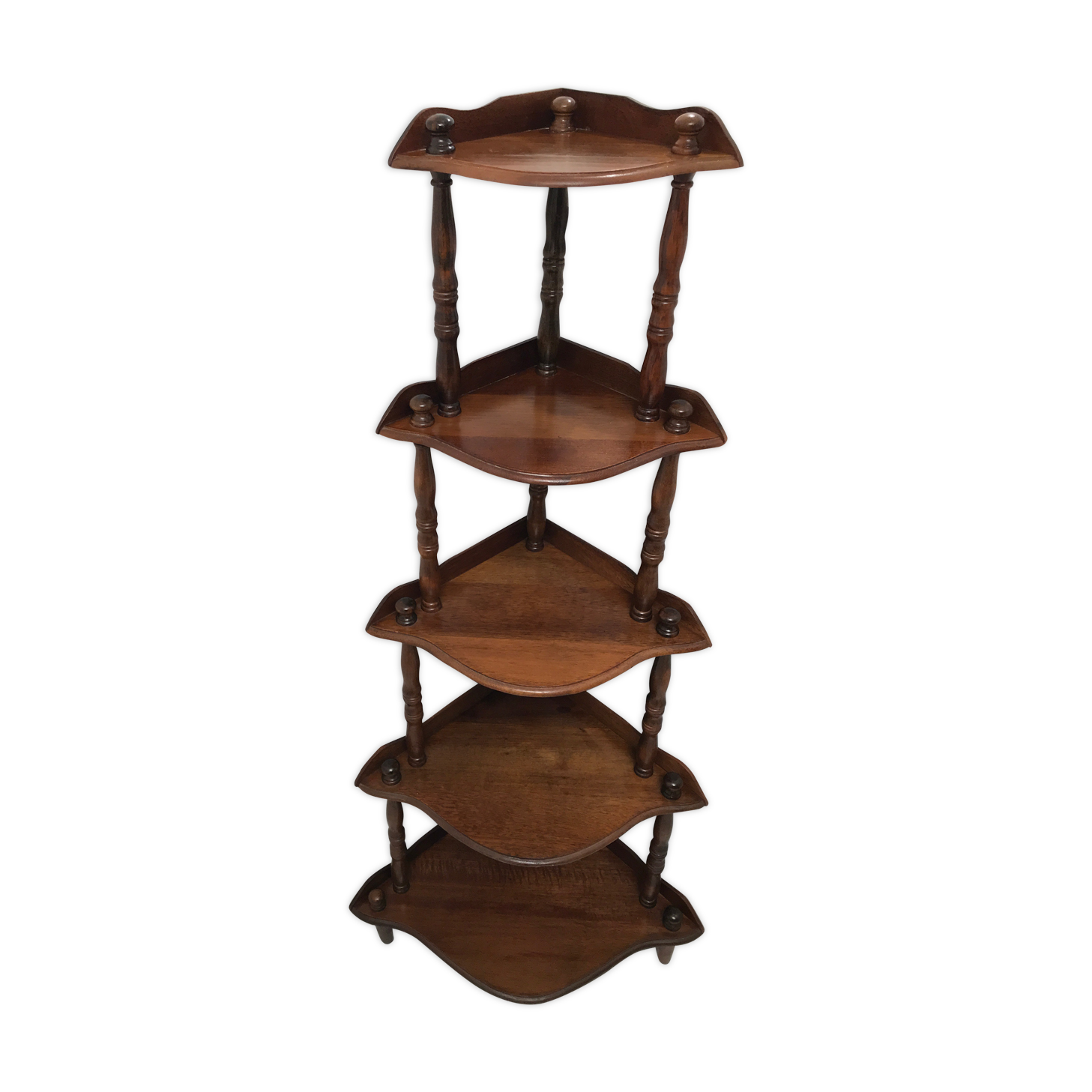 Corner shelf with 5 levels of 70s wood