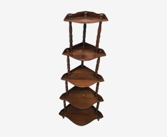 Corner shelf with 5 levels of 70s wood