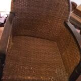 Fauteuils en rotin et bois