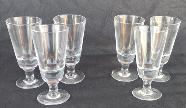 Série de 6 anciens verres de bistrot
