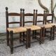 Set of 4 chairs in solid oak and straw