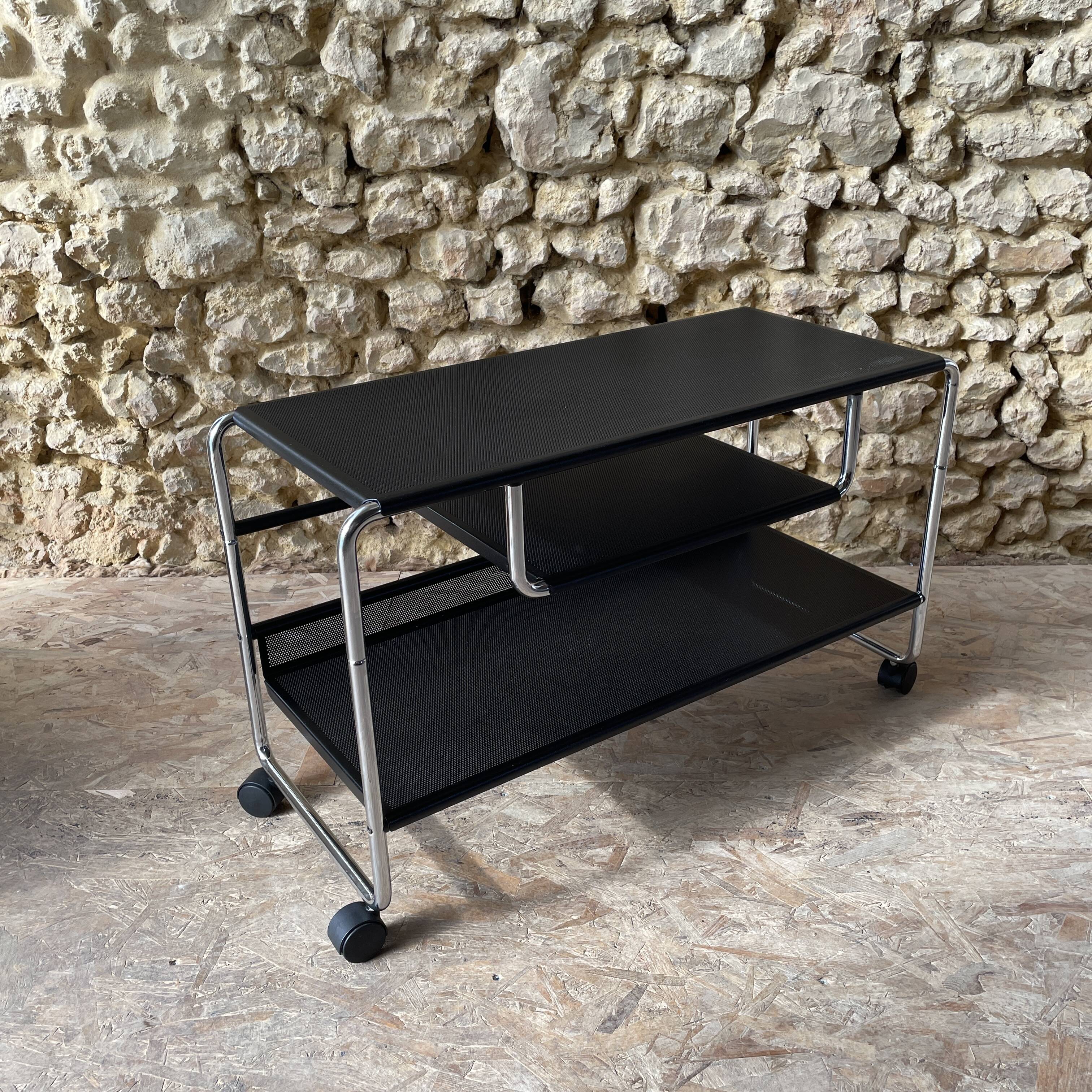 Occasional furniture / hi-fi furniture on chrome metal wheels – Habitat