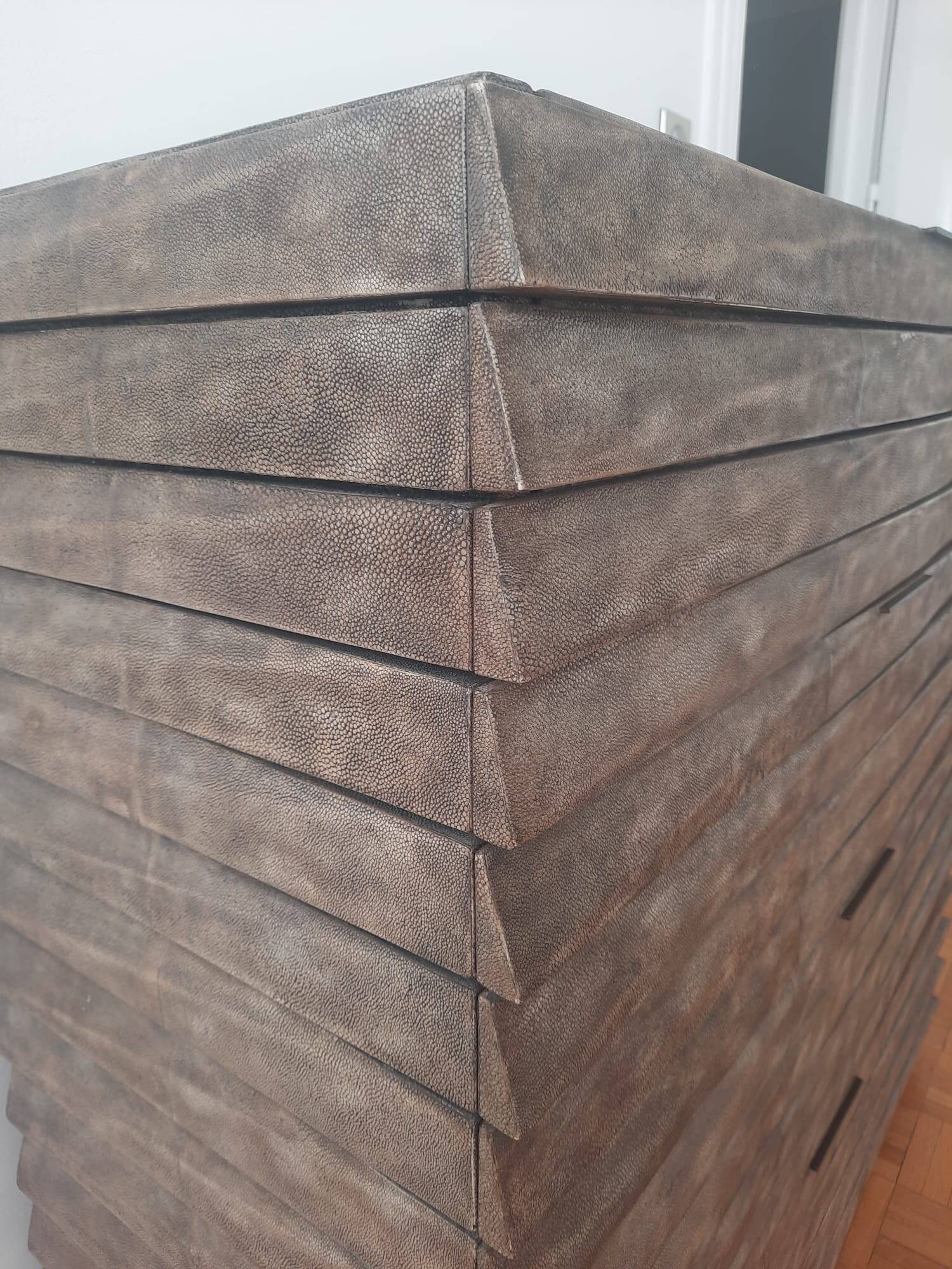 Chest of drawers in genuine shagreen by R&Y Augousti Paris