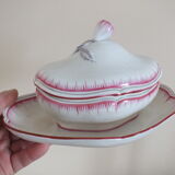 Old pink net sauce pot Lunéville KG China