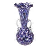 Blue murano glass vase ascribable to fratelli toso with murrines, italy