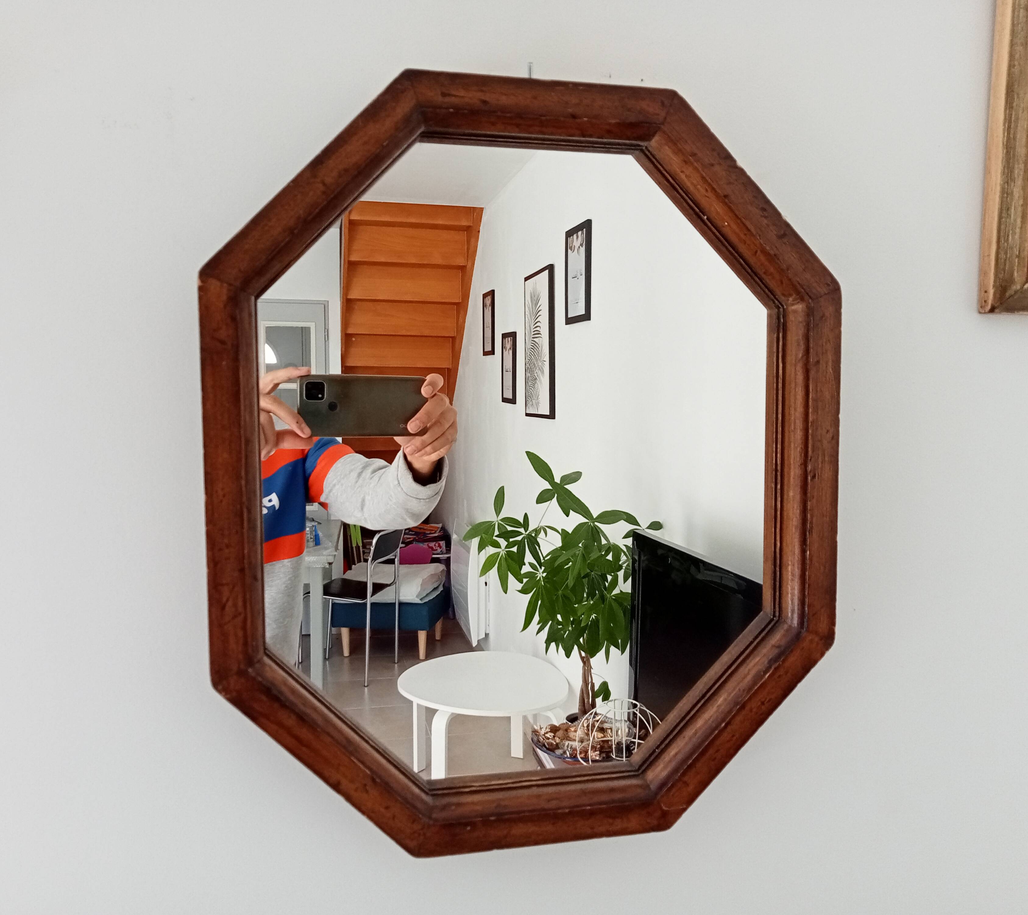 Vintage Italian octagonal mirror from the 70s 47*40cm
