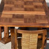 Set table and 4 chairs in walnut 1940