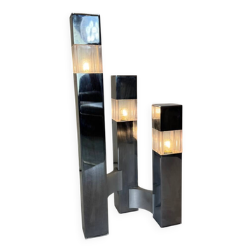 Very Mid-Century Modernist Architectural Sciolari Cubic Table Lamp by Gaet