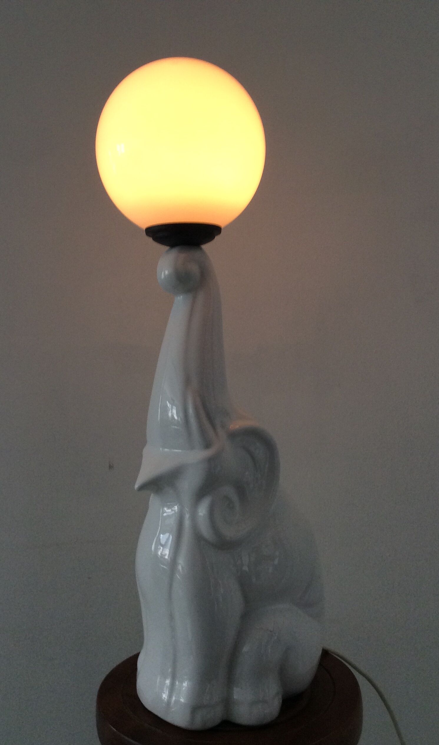Vintage elephant lamp ceramic and opaline