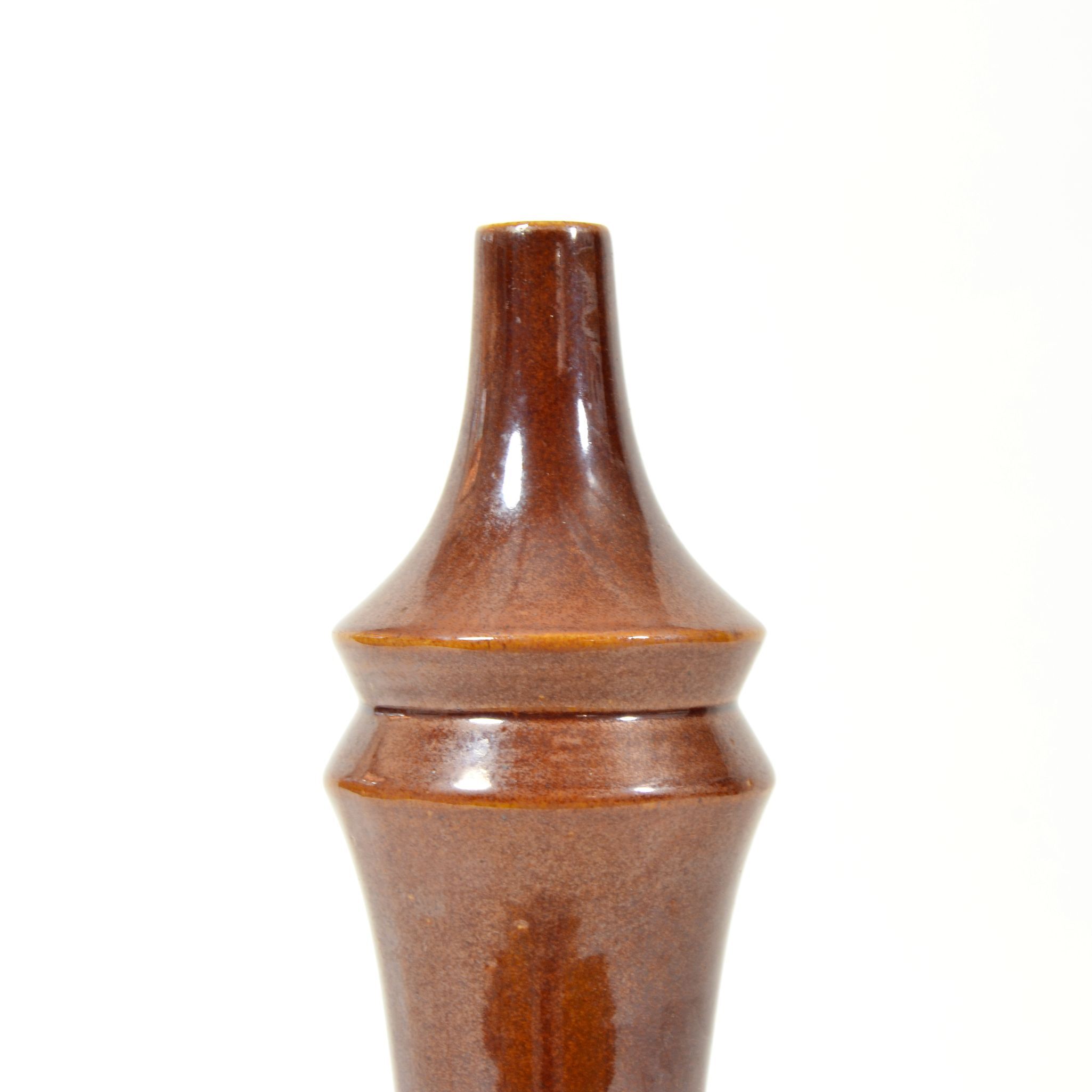 1970s ceramic brown vase