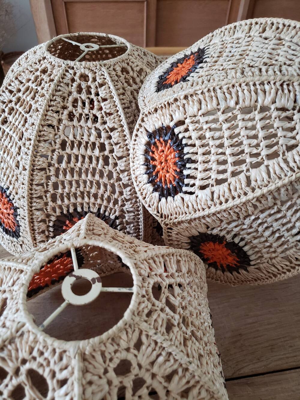 Set of 3 vintage lampshades