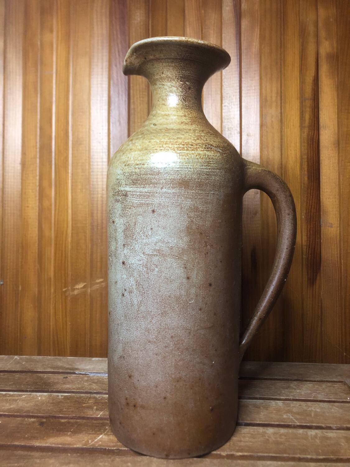 Old vintage brown beige sandstone pitcher