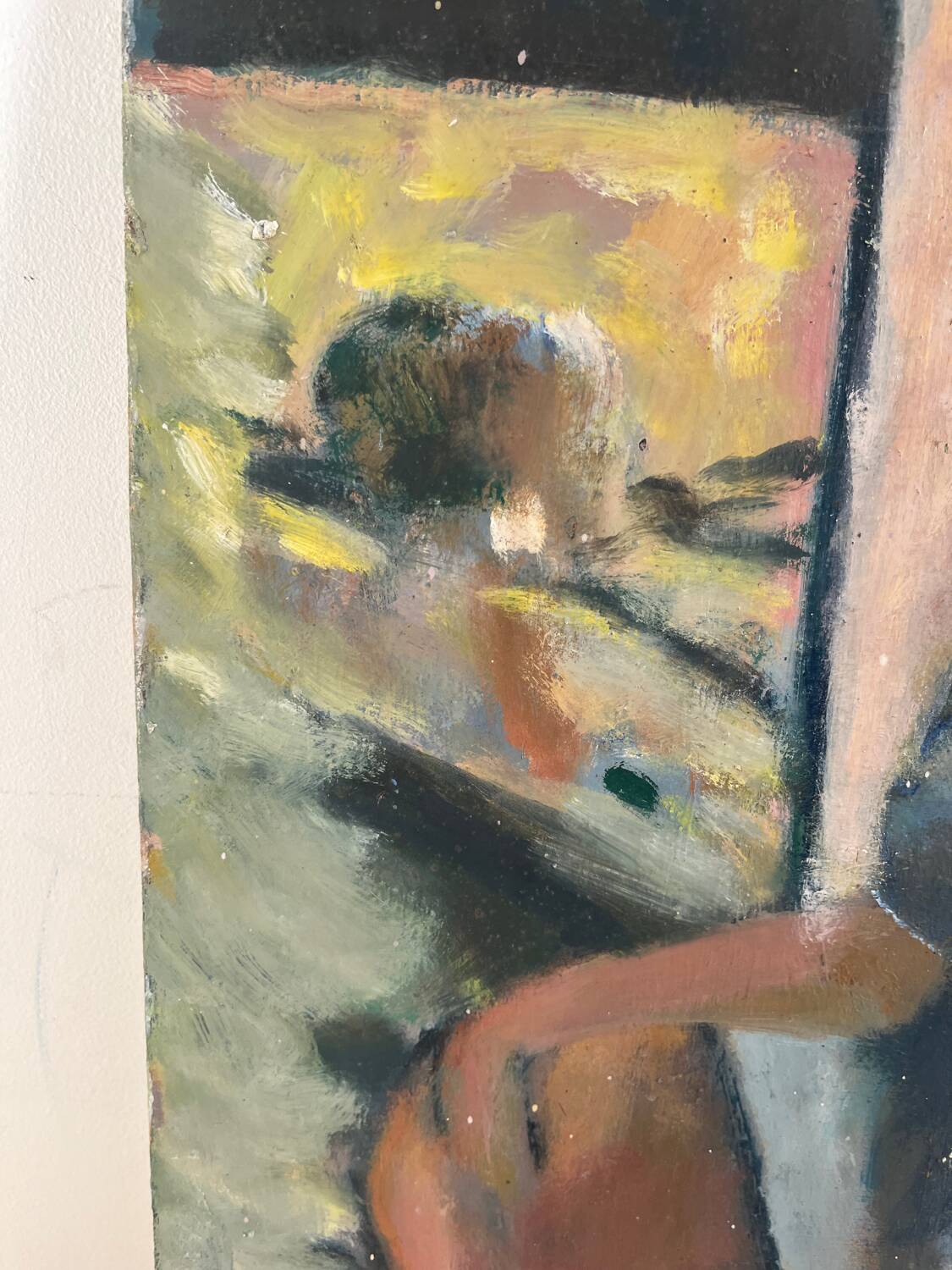 Oil on wood panel, Woman seated