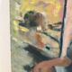 Oil on wood panel, Woman seated