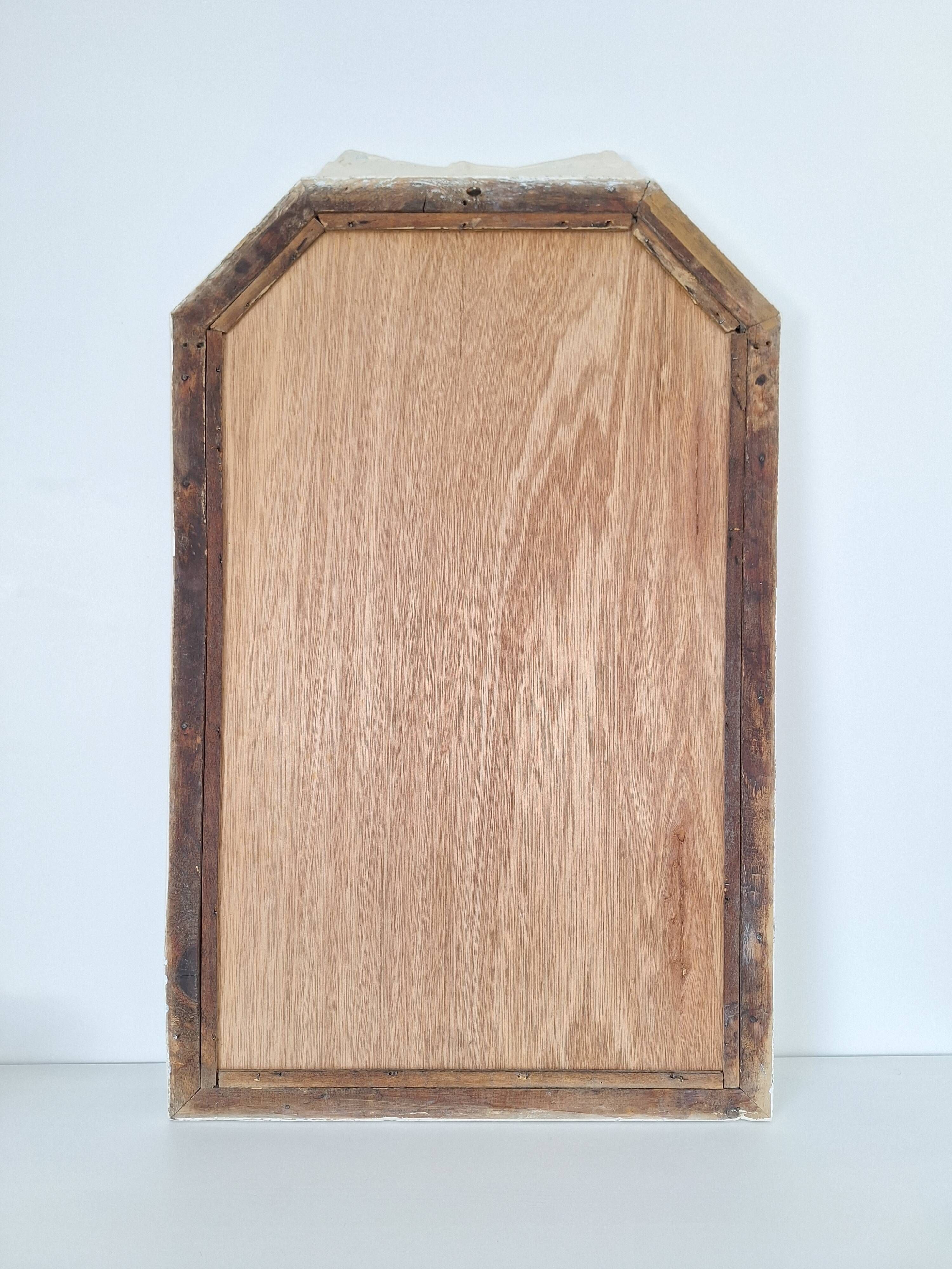 Miroir biseauté et mouluré beige