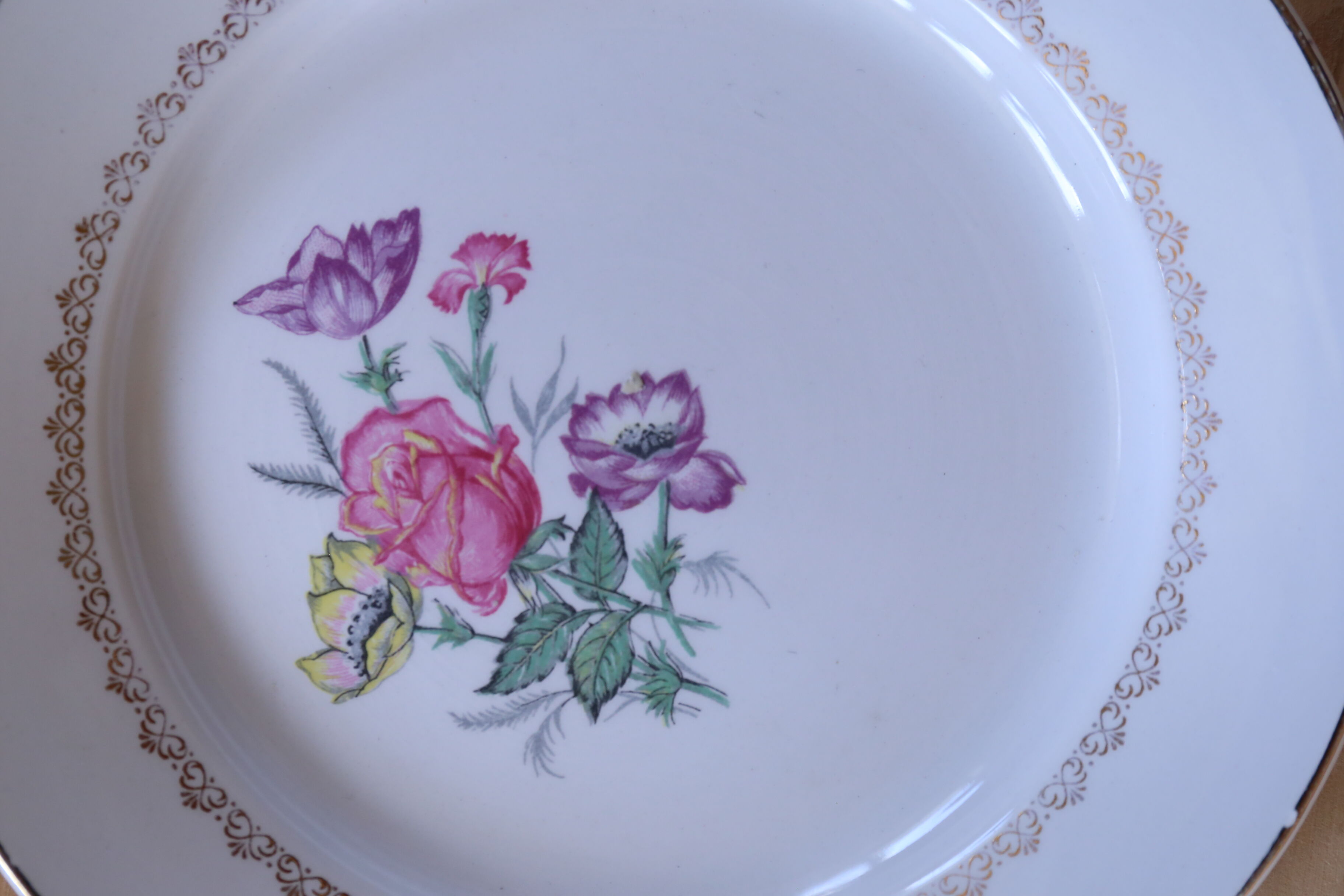 3 Vintage flower plates by Digoin & Sarreguemines