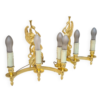 Pair Empire style wall lamps, 1st half XIXTH