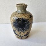 Vase with floral motif in enamelled ceramic - signed Suzanne Dauliach