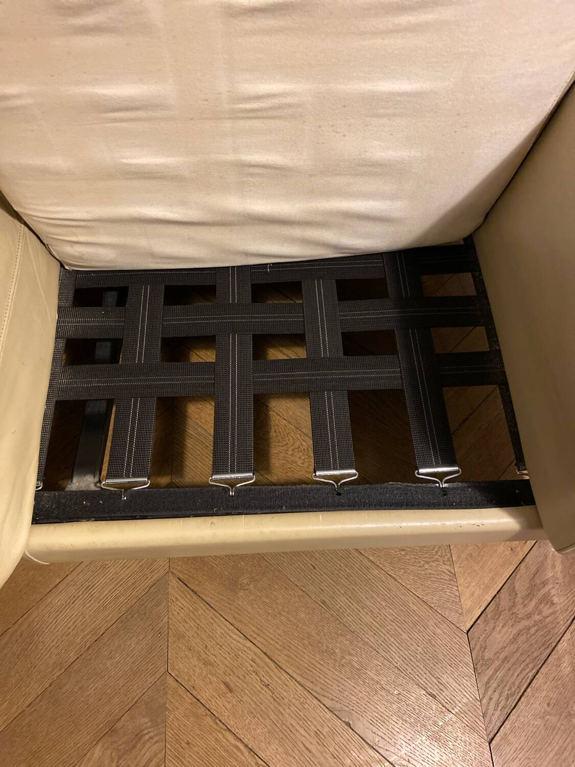 Beige leather canapé by Robin Day for Habitat