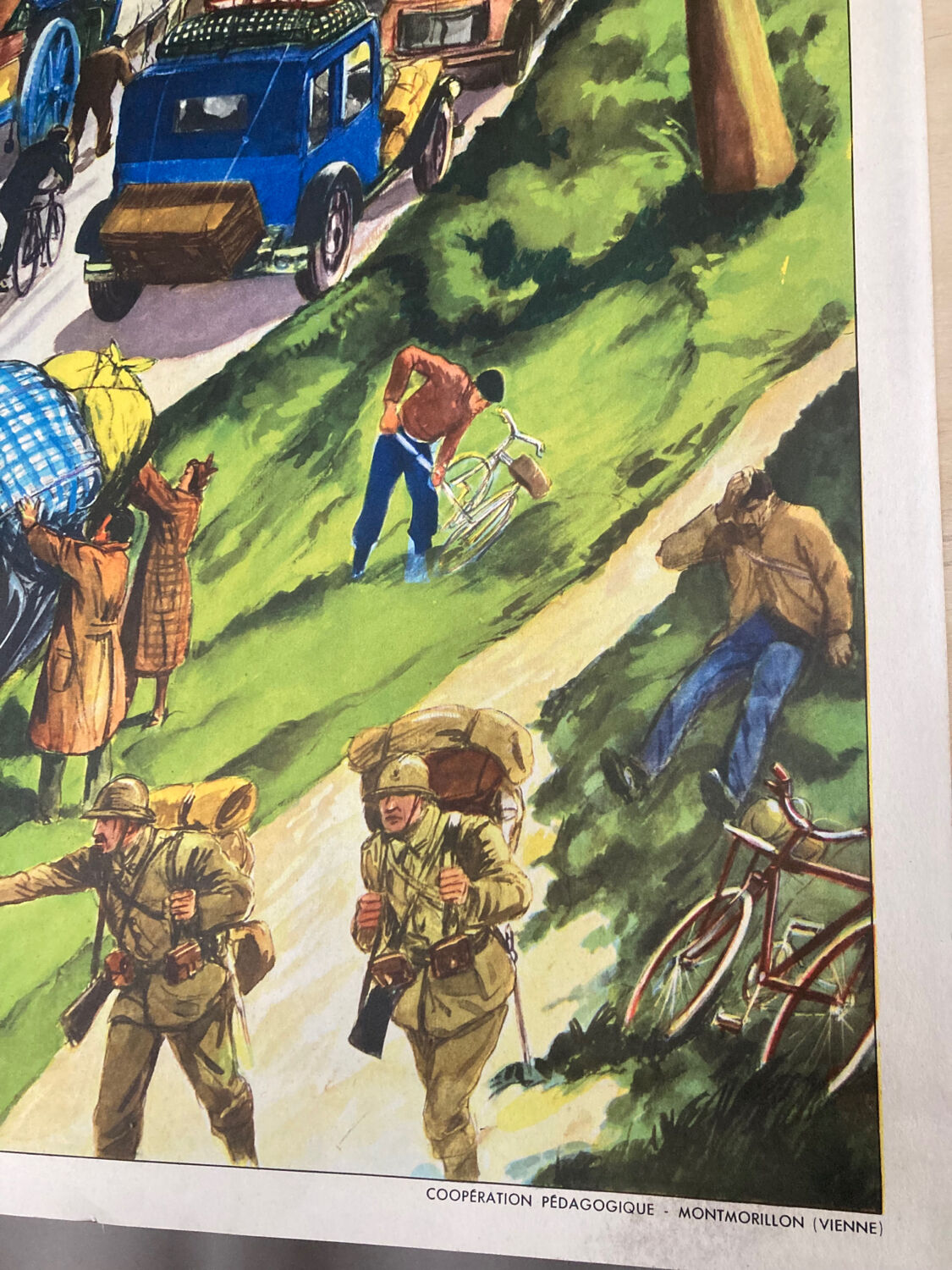 Double-sided school poster signed herouar collection rossignol verdun june 1940