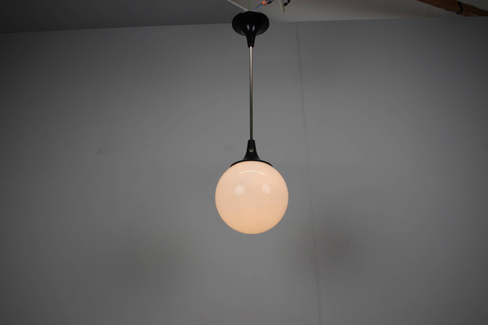 Czechoslovak opaline glass pendant globe, 1970s