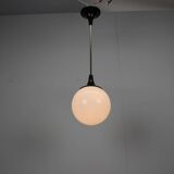 Czechoslovak opaline glass pendant globe, 1970s