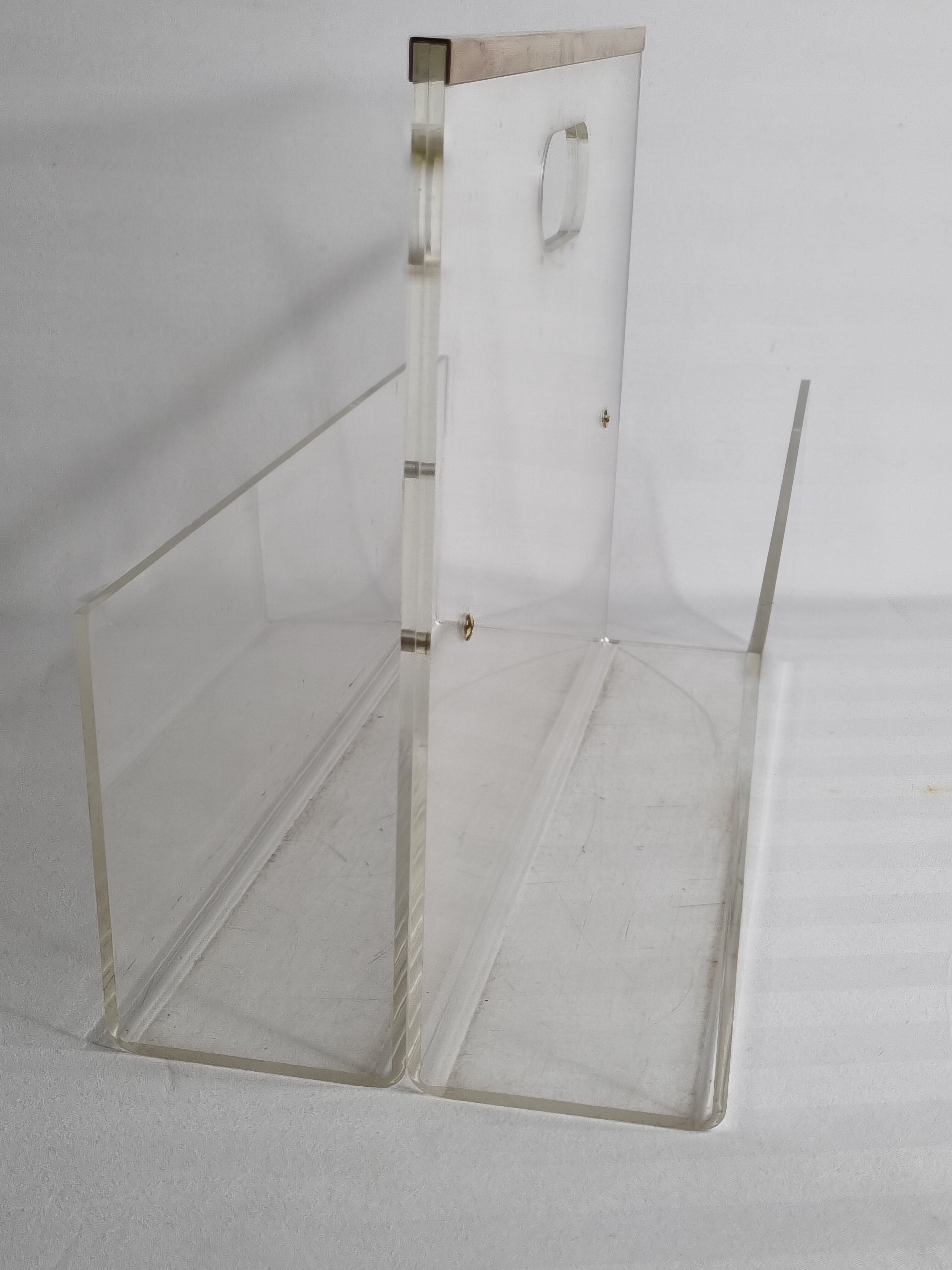 Magazine holder in plexiglass and vintage brass David Lange