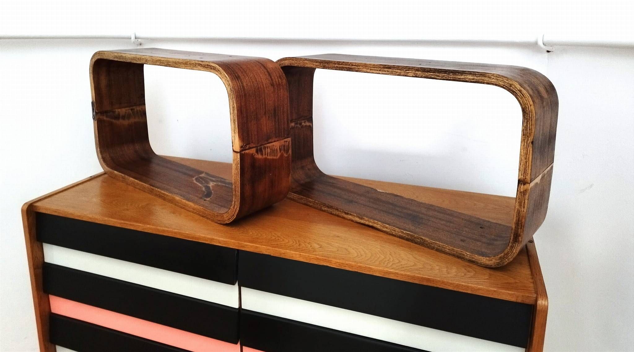 Czech Decorative Shelves attributed to Ludvik Volak , 1960s, Set of 3