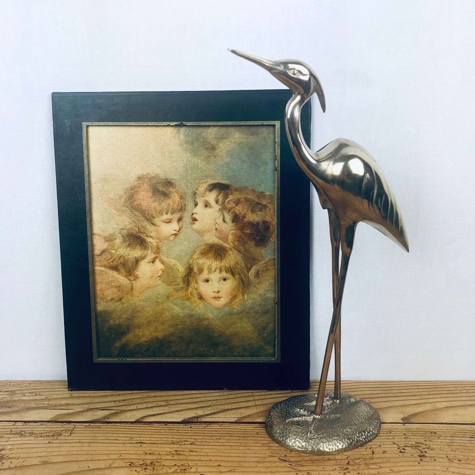 Héron en laiton vintage 34.5 cm
