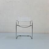 6 Fasem Italia chrome and white leather chairs