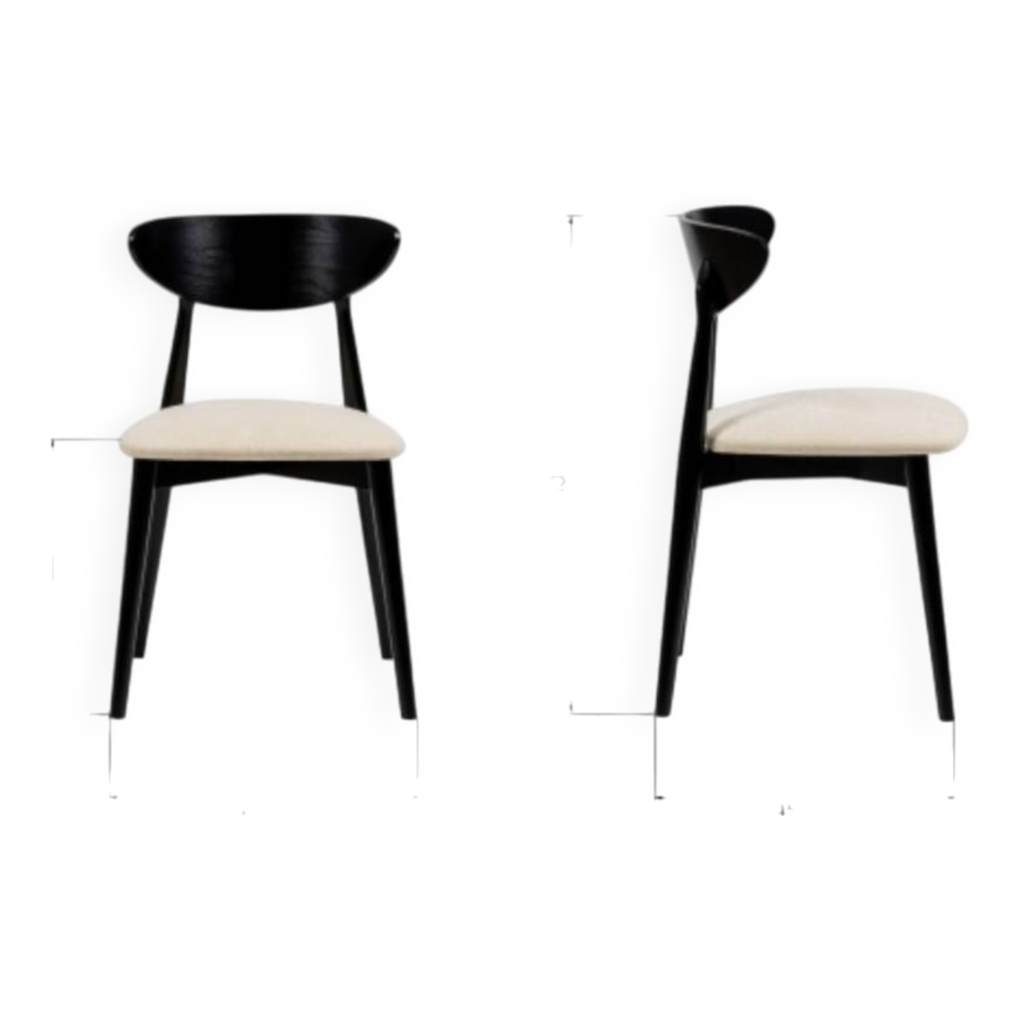 Ensemble de 6 chaises de salle à manger modernes, avec chaises de bureau en tissu bouclé blanc, chaises en bois de hêtre