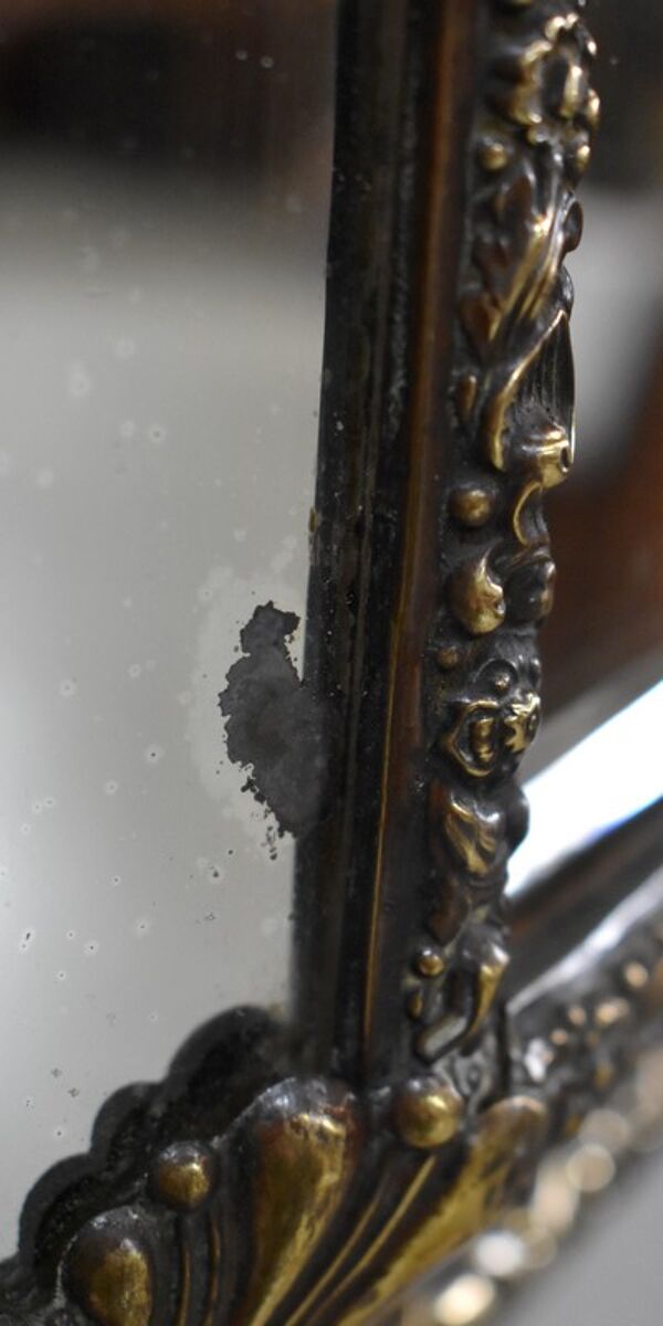 Miroir en laiton repoussé, style louis xiv, époque napoléon iii – xixe