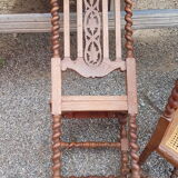 Carved antique chairs with rattan seat