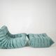 Togo set of armchair and pouf in mint velvet