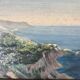 Oil painting on wood seaside landscape signed 40s-50s