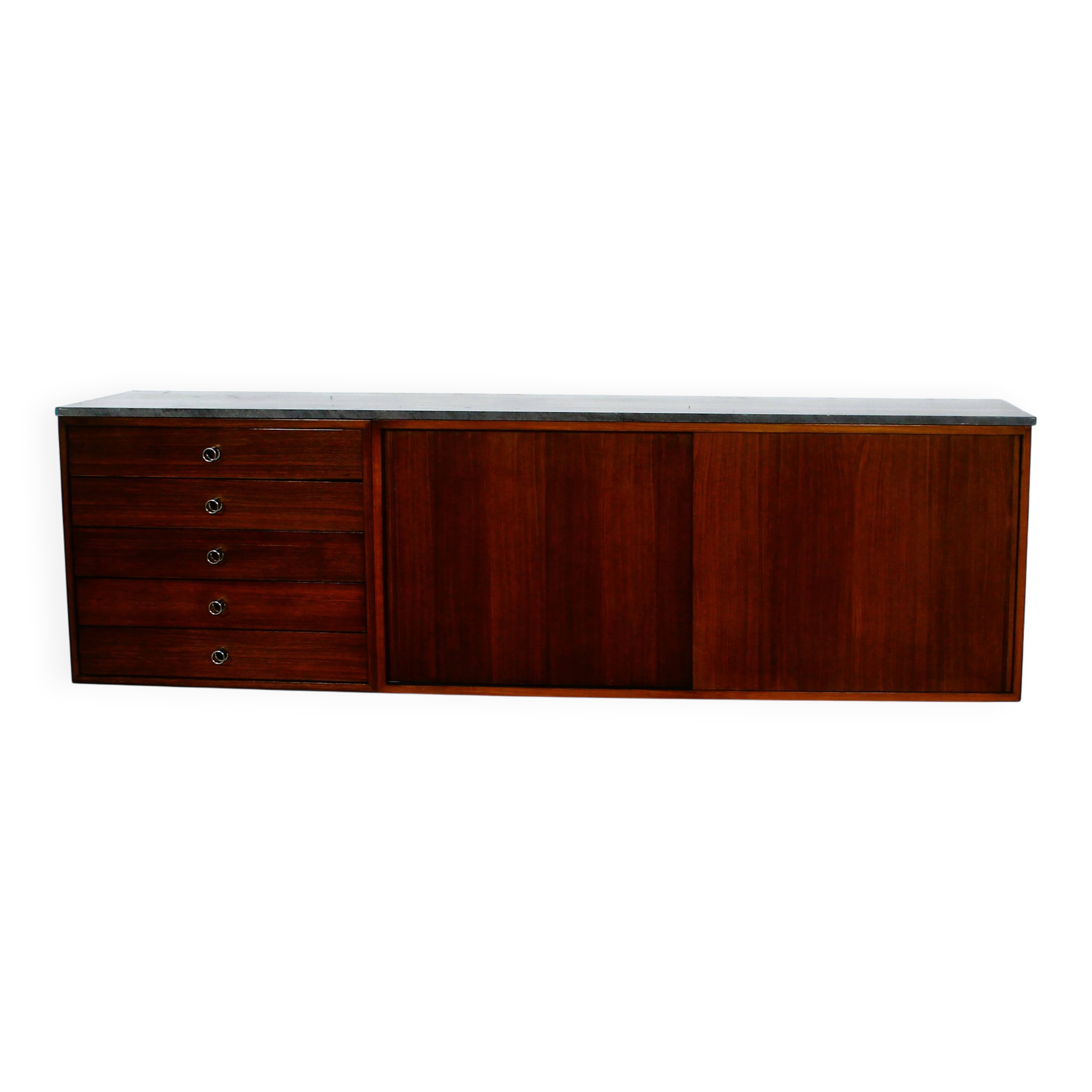 Suspended teak buffet from the 1970s.