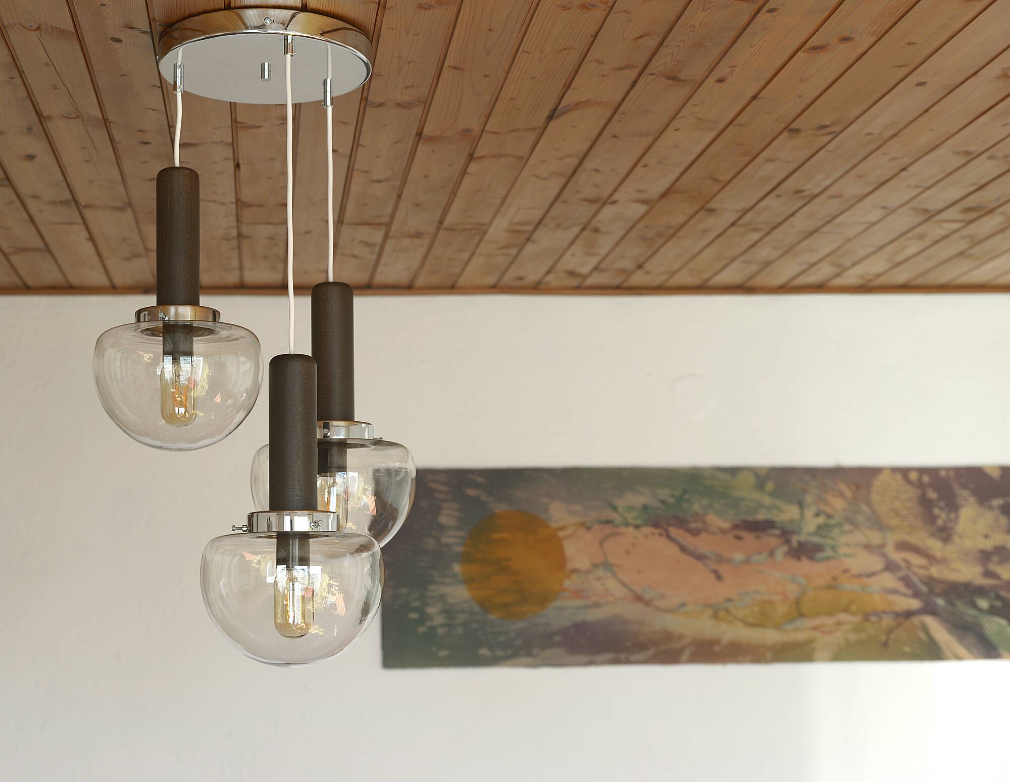 Mcm pendant light  space age accent hanging mid century modern lamp 1980's