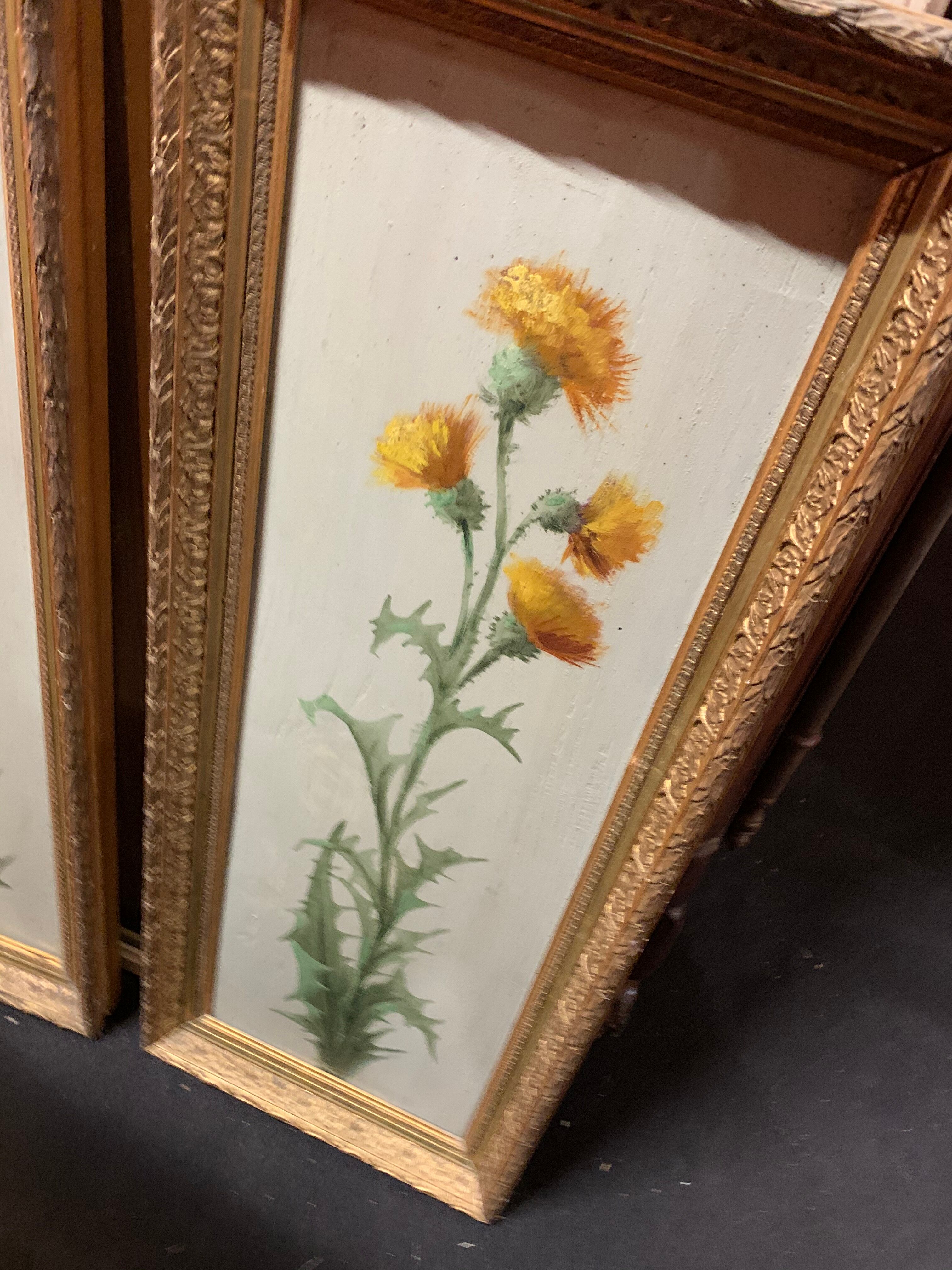 Pair of paint on still life wood