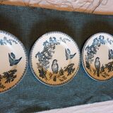 Suite of 4 plates in earthenware with bird décor
