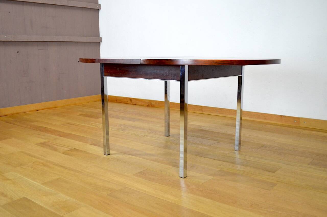 Table de repas en palissandre et chrome 1960