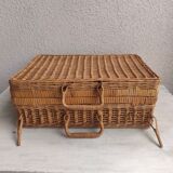 Wicker and vintage rattan suitcase