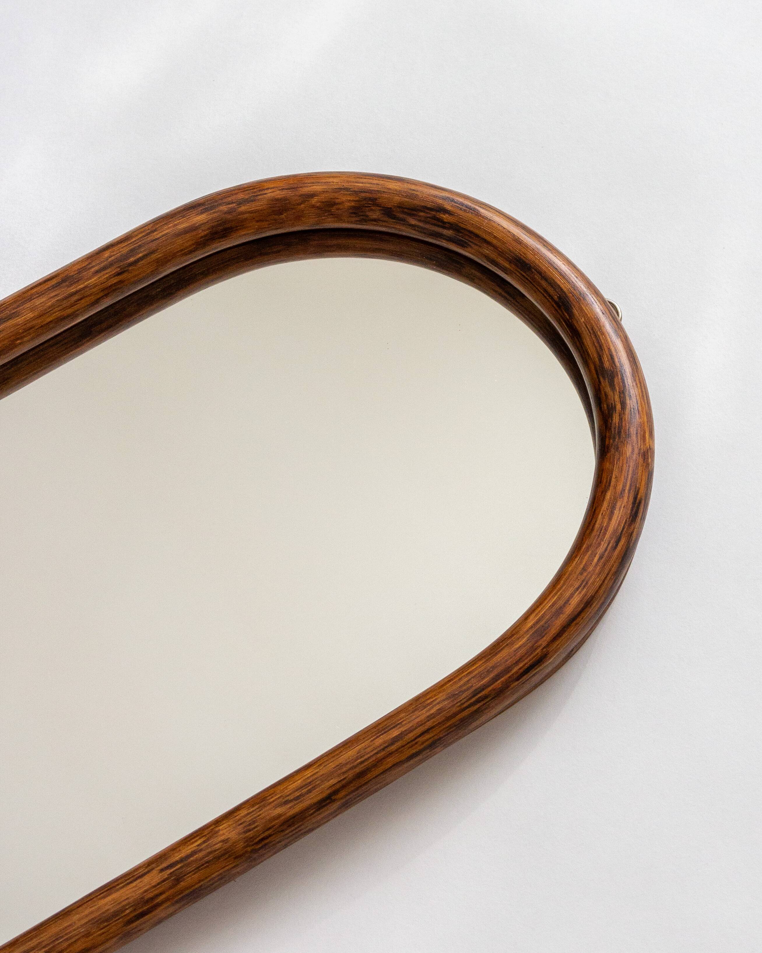 Miroir arche en bambou courbé, années 70