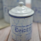 Set of 5 spice pots in enamelled sheet metal