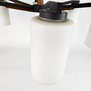 Vintage - Denemarken - 6 armige plafonlamp - teak - metaal - opaal glas - 60's