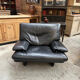 Black leather sofa – Italian design – 1980s