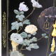 Chinese black laqué buffet 2 doors semi-precious stones on 3 sides